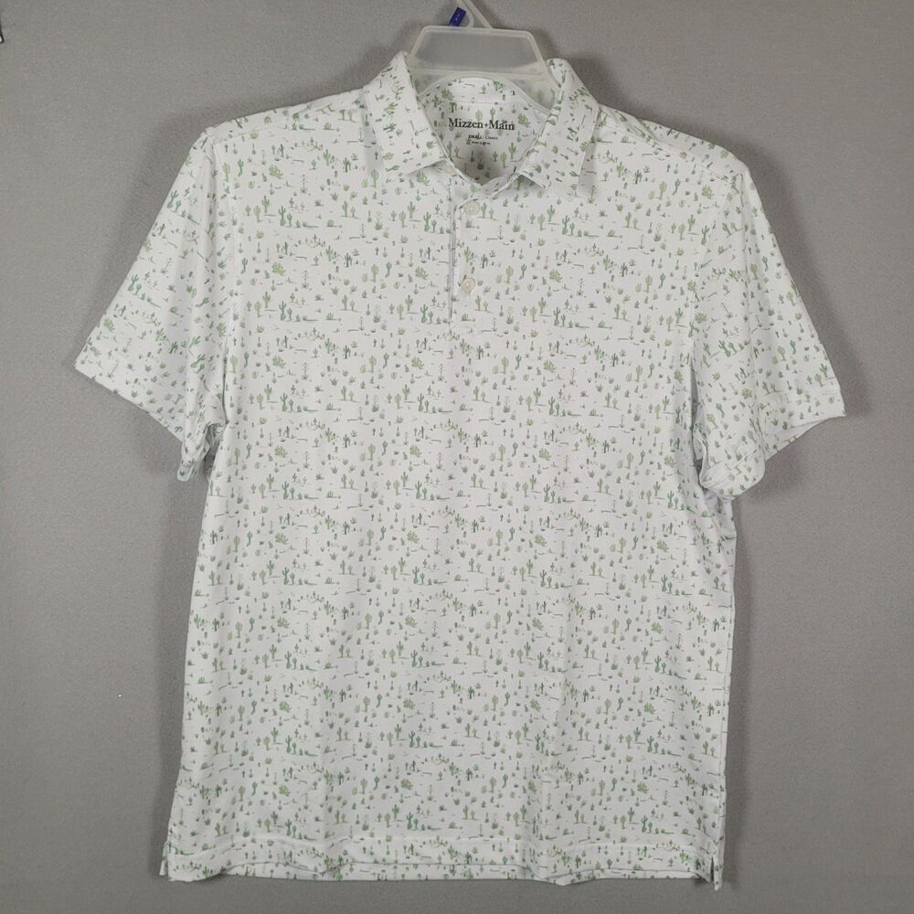 NWOT Mizzen Main Versa Polo Mens S Cactus AOP Classic Fit Performance Golf